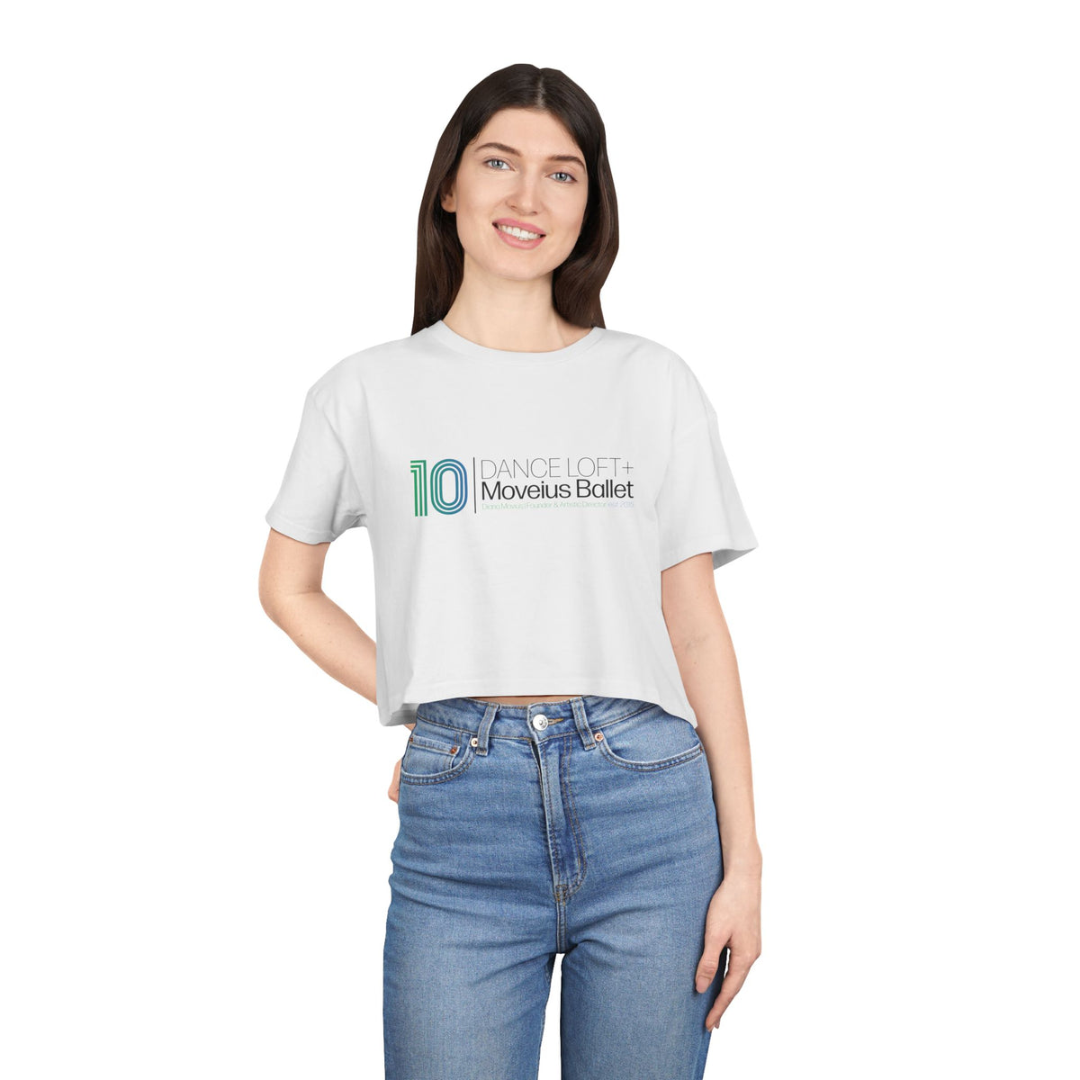 Crop Tee — '10 Dance Loft Moveius Ballet' Minimalist Ballet Logo Top