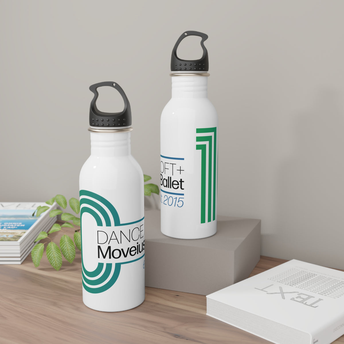 Dance Moveius Stainless Steel Water Bottle — Retro Teal Logo Sports Bottle
